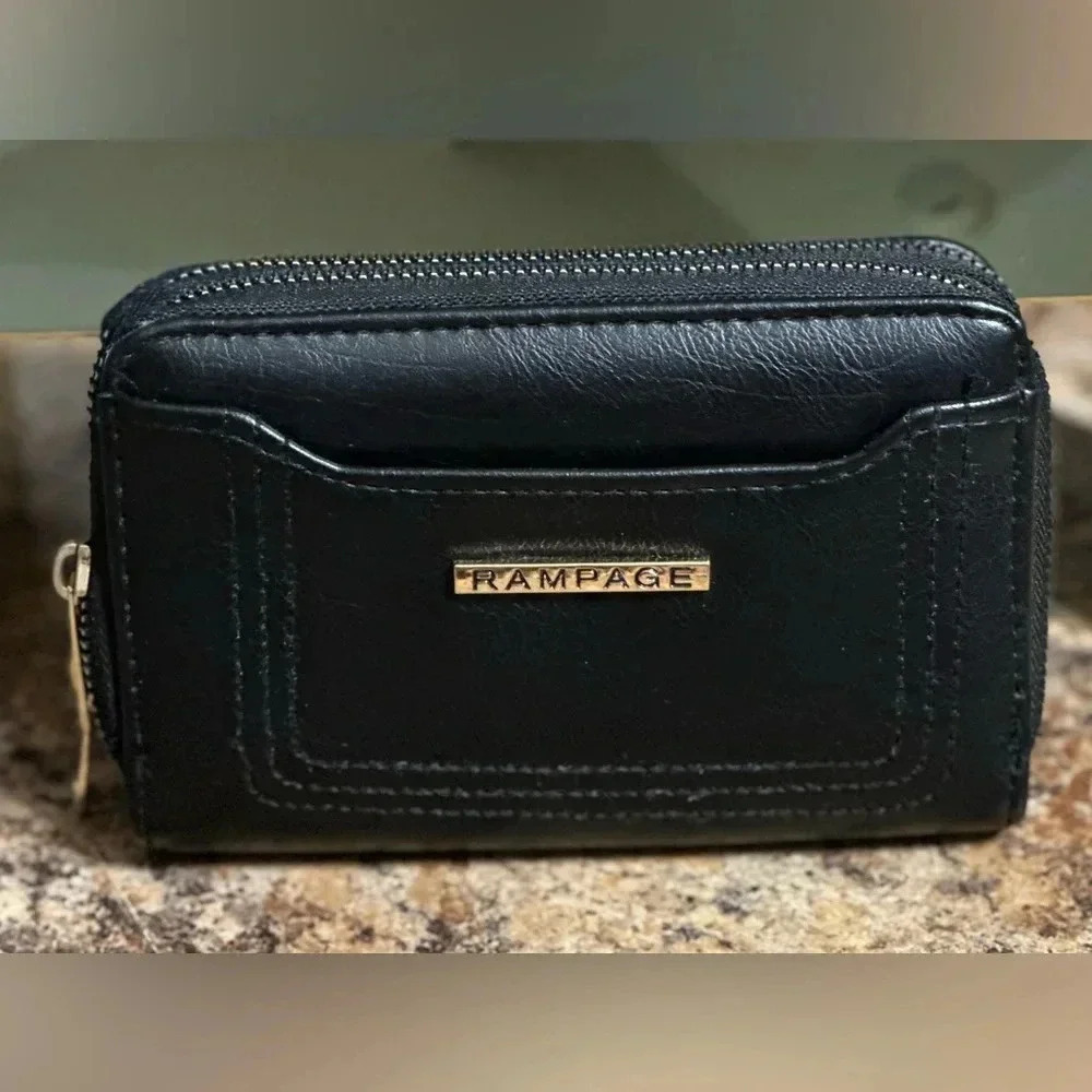 Rampage black zip around wallet 8 credit card slots 1 id holder